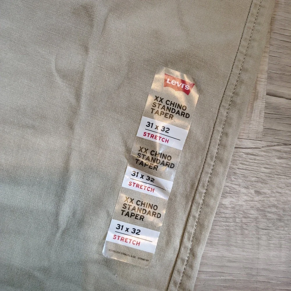 Levis XX Chino Standard Taper‎ Pants Mens 31x32 Khaki Tan Stretch 852260069 NEW